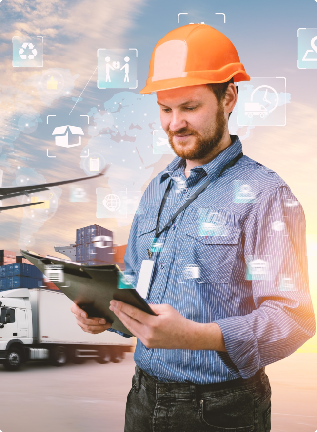Logistics manager managing freight and supply chain