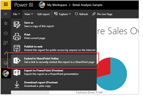 Use Power BI Web Part For SharePoint