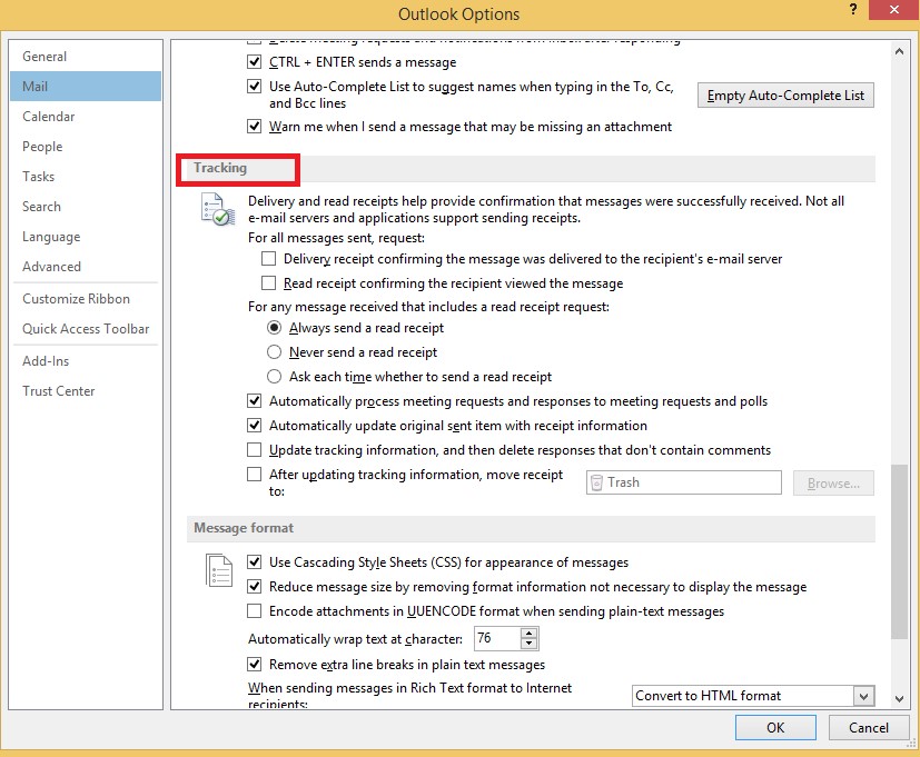 How to configure Outlook 2013 | Read receipts requests for emails | Velan
