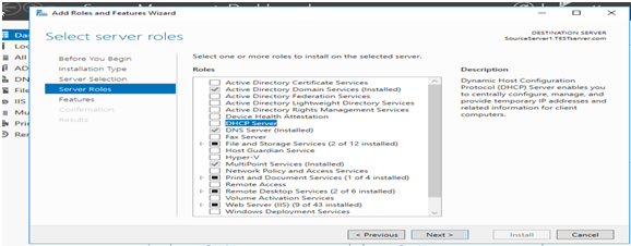 Roles DHCP