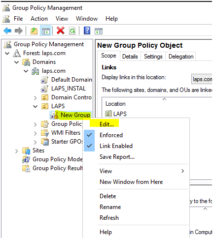 Edit the Group Policy