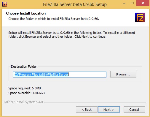 Select the location for installation