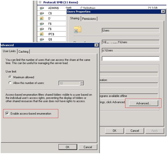 Enable access-based enumeration