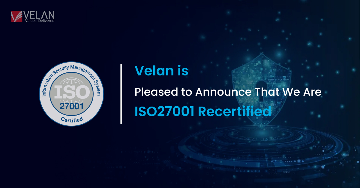 Velan ISO 27001 Recertification for Information Security Management System new